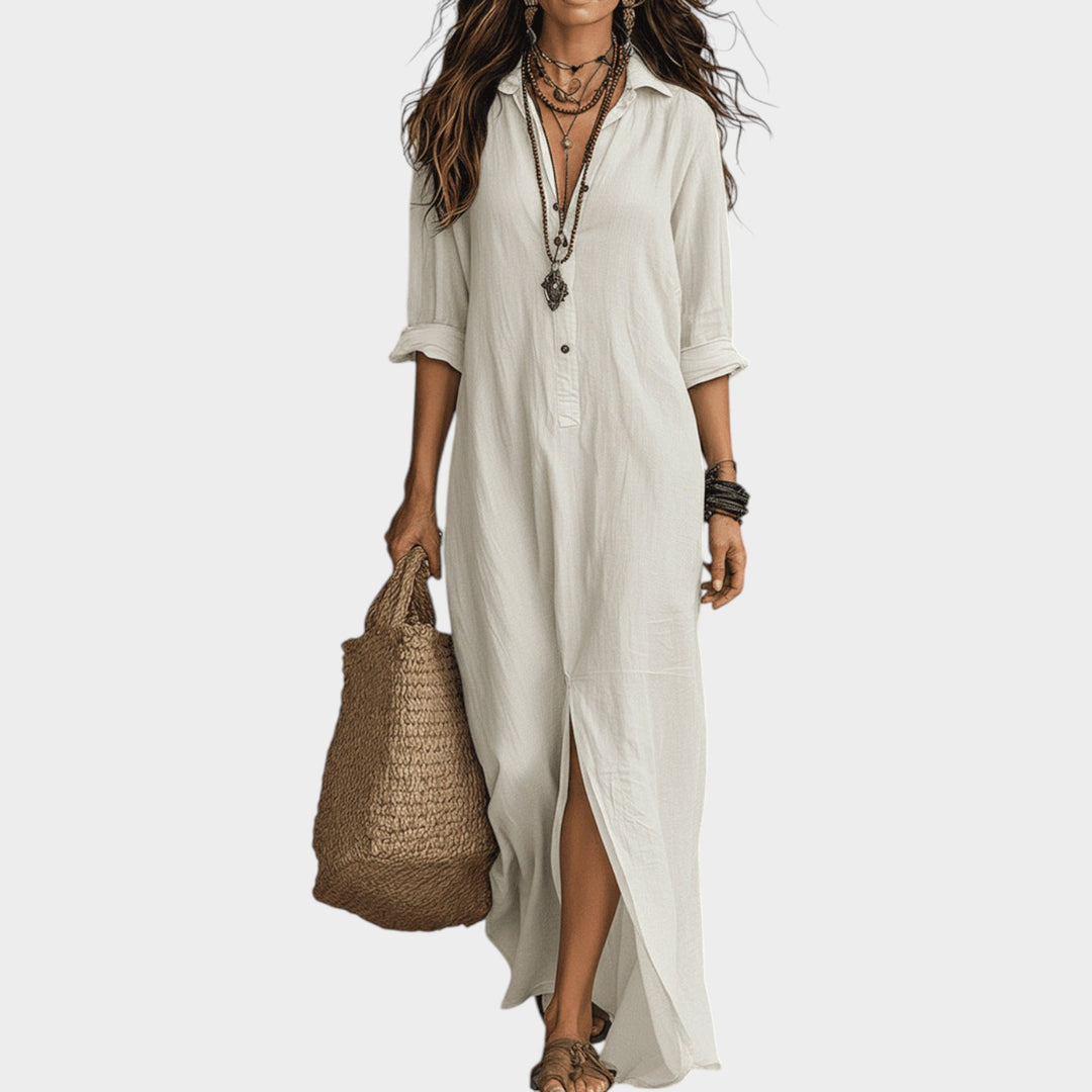 Effortless Boho Shirt Maxi Dress