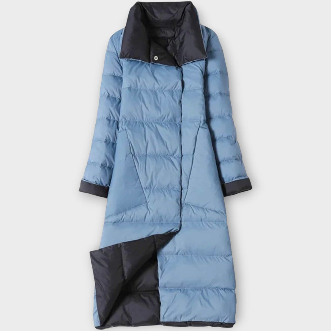 Dual-Color Long Puffer Jacket