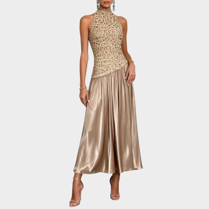 Luxe Lace & Satin Midi Dress