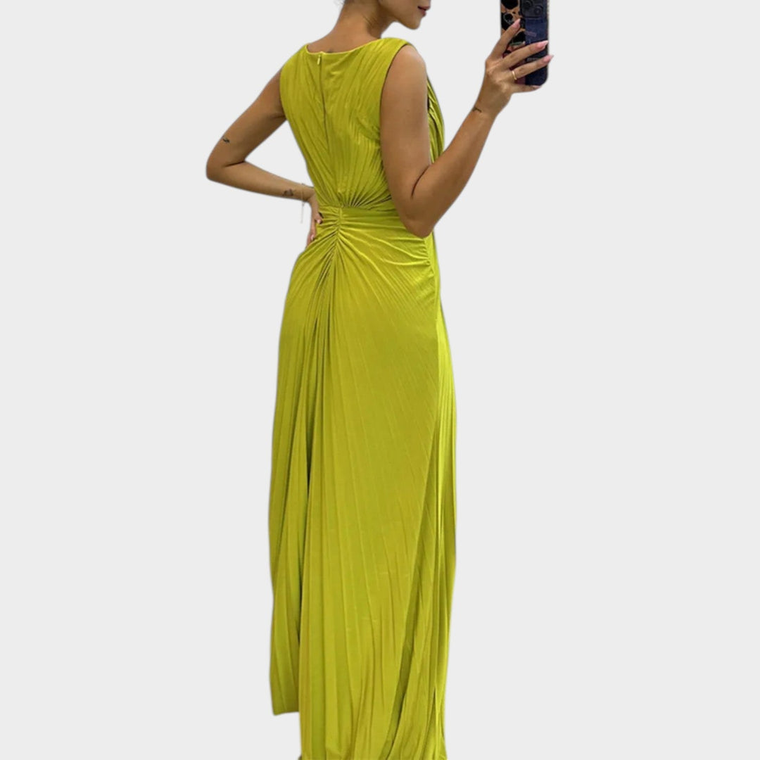 Elegant Ruched Slit Evening Gown