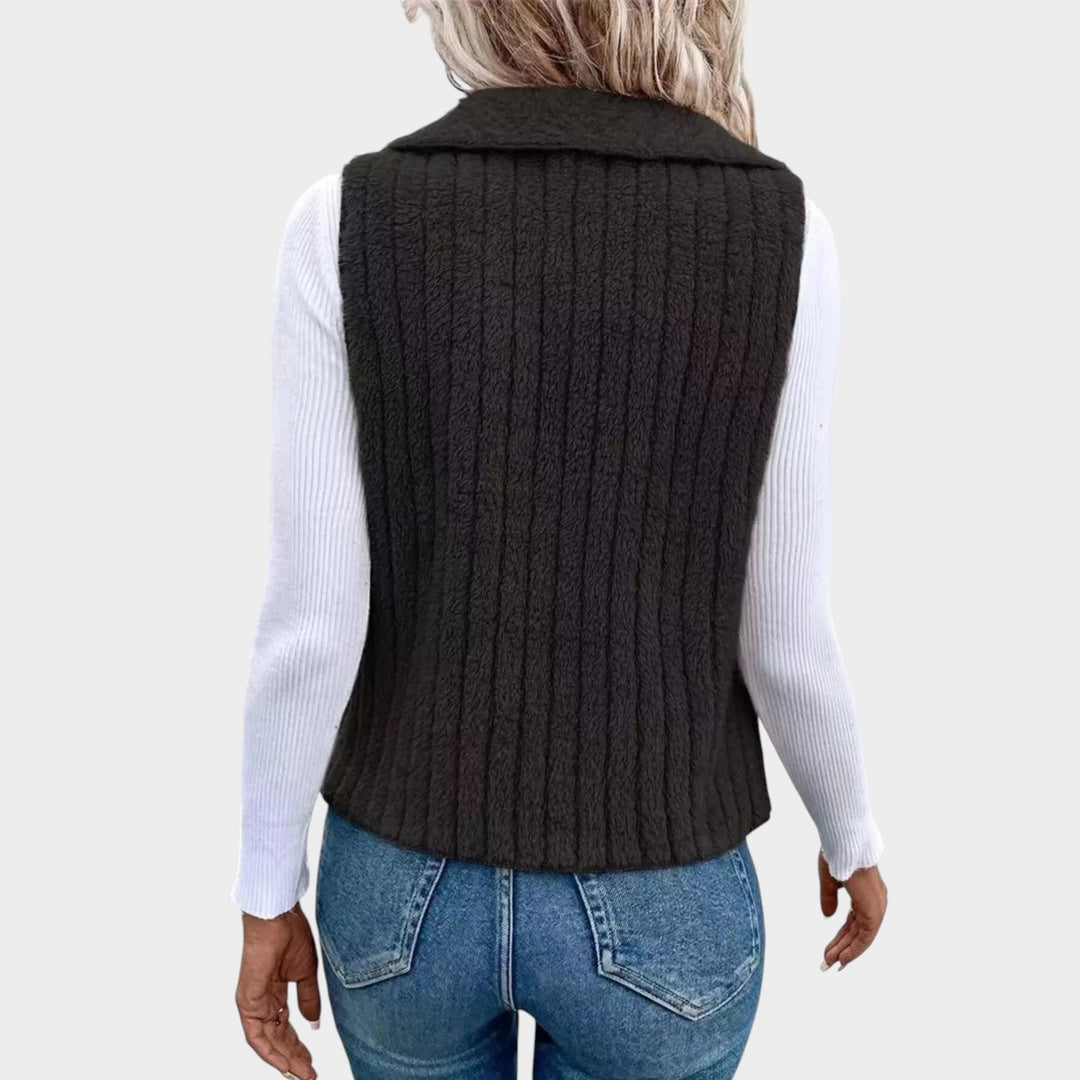 Textured Open-Front Layering Vest