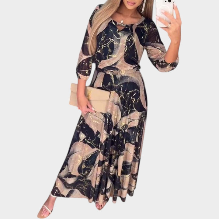 Chic Marble Print Flow Dress