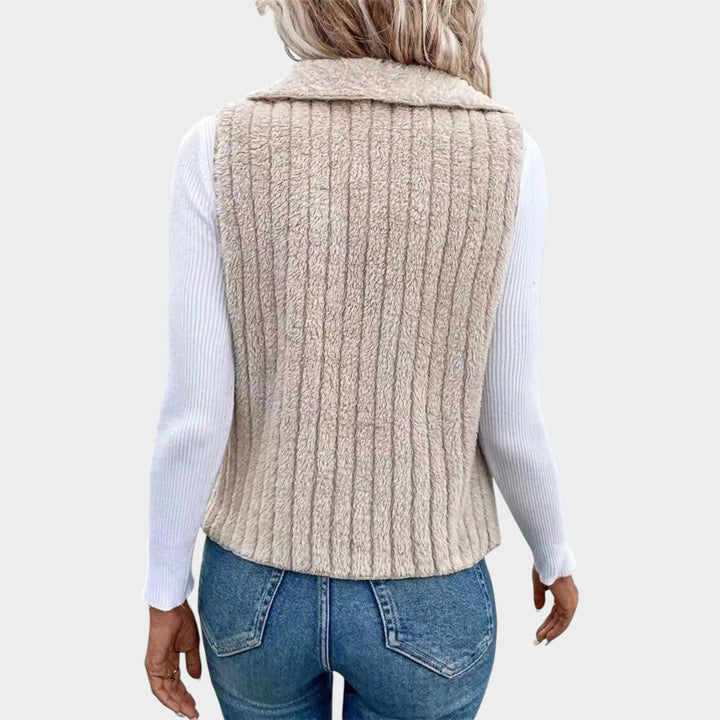 Textured Open-Front Layering Vest
