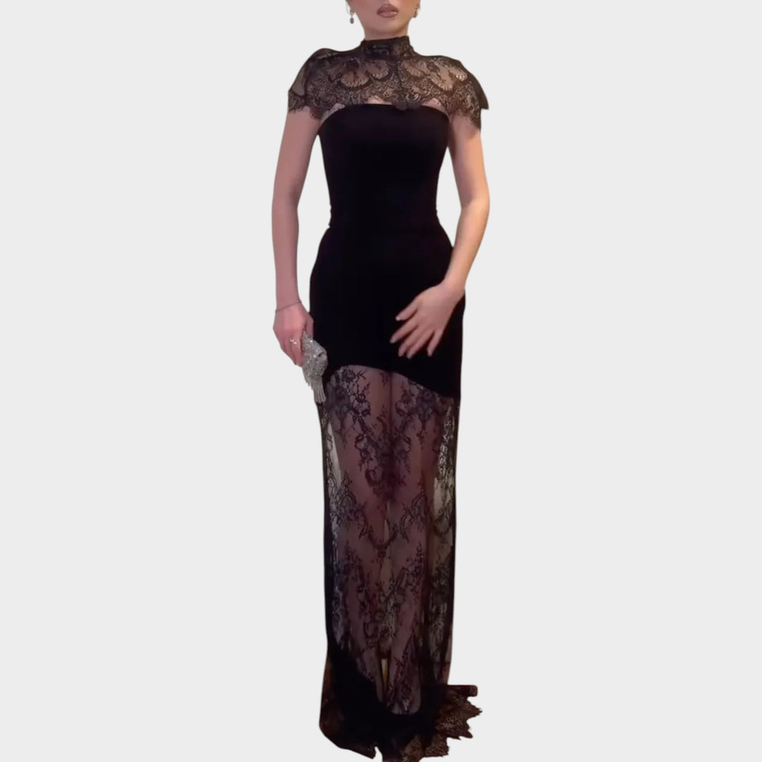 Luxe Lace Illusion Evening Dress