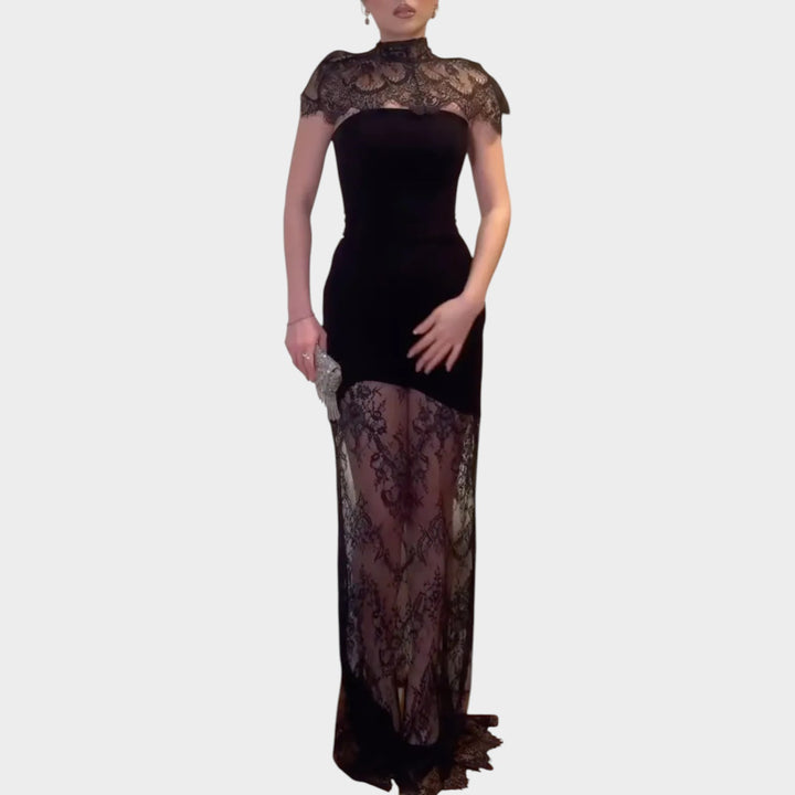 Luxe Lace Illusion Evening Dress