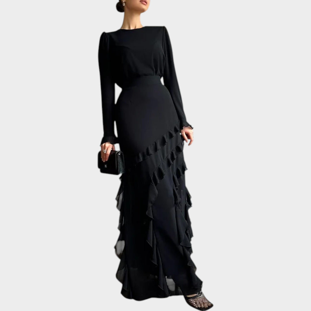Elegant Ruffle Evening Gown