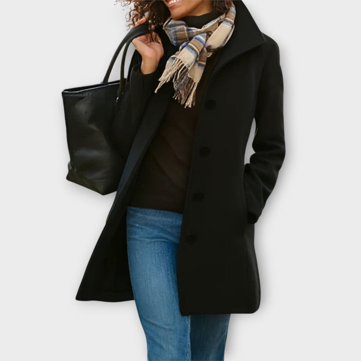 Elegant Button-Up Mid-Length Coat