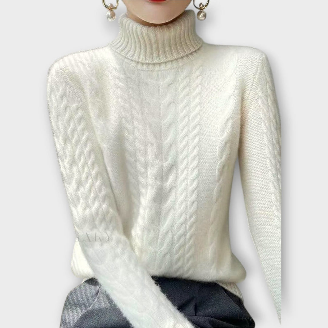 Warm and Stylish Cable-Knit Turtleneck Sweater