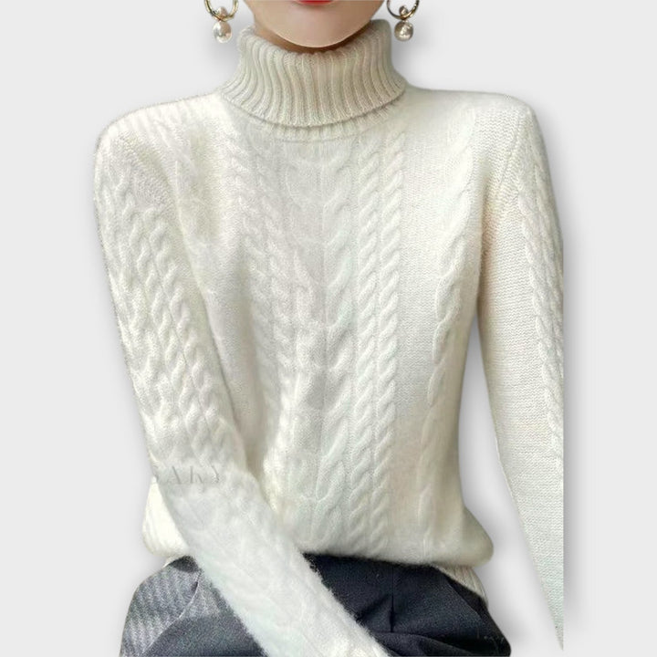 Warm and Stylish Cable-Knit Turtleneck Sweater