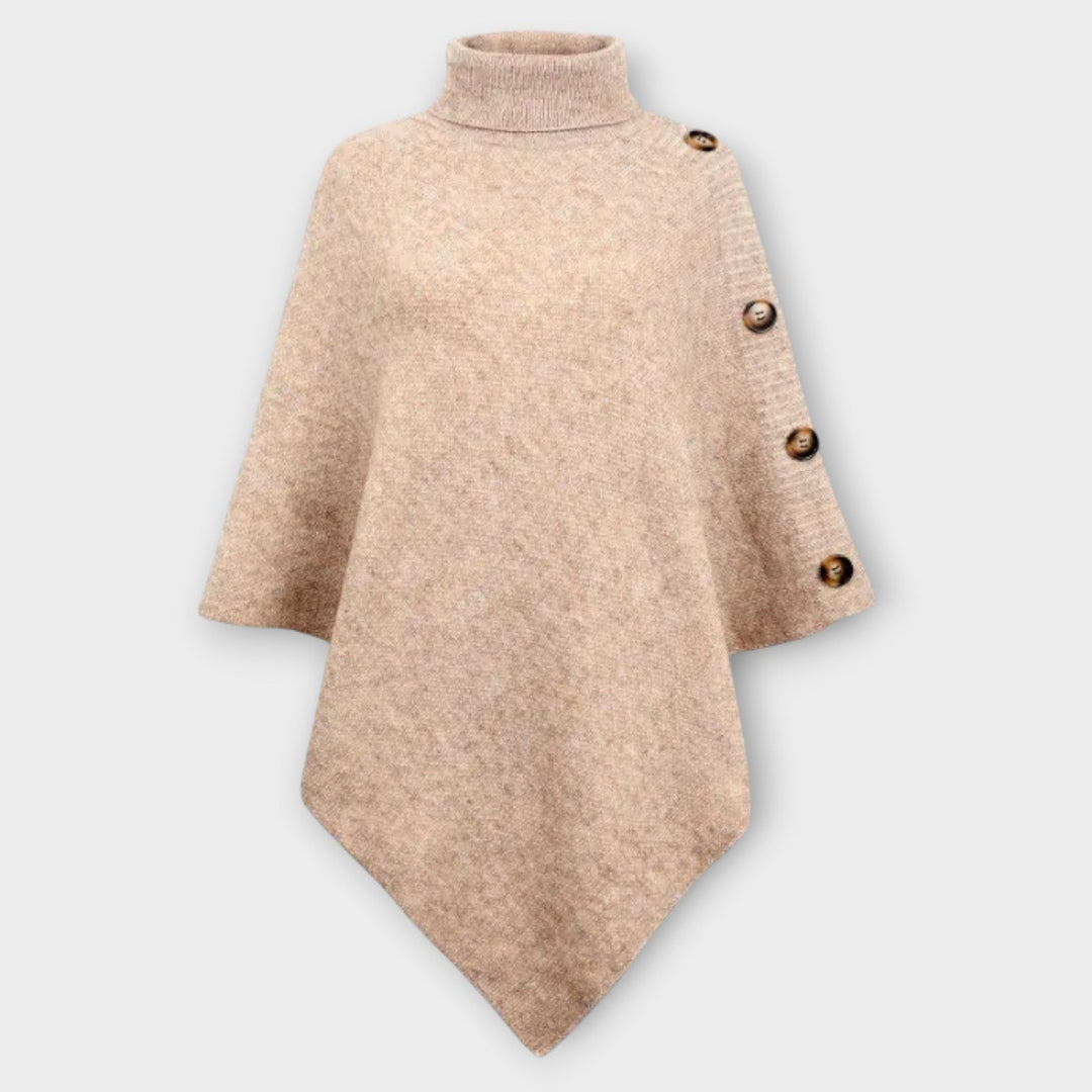 Cozy Knit Poncho with Button Accents