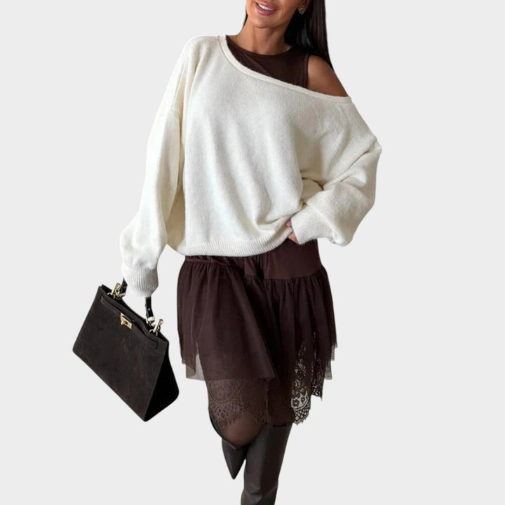 Relaxed Fit Off-Shoulder Oversized Sweater