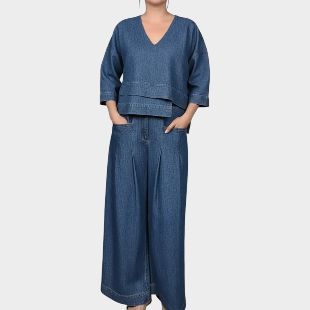 Relaxed Layered Denim Two-Piece Set