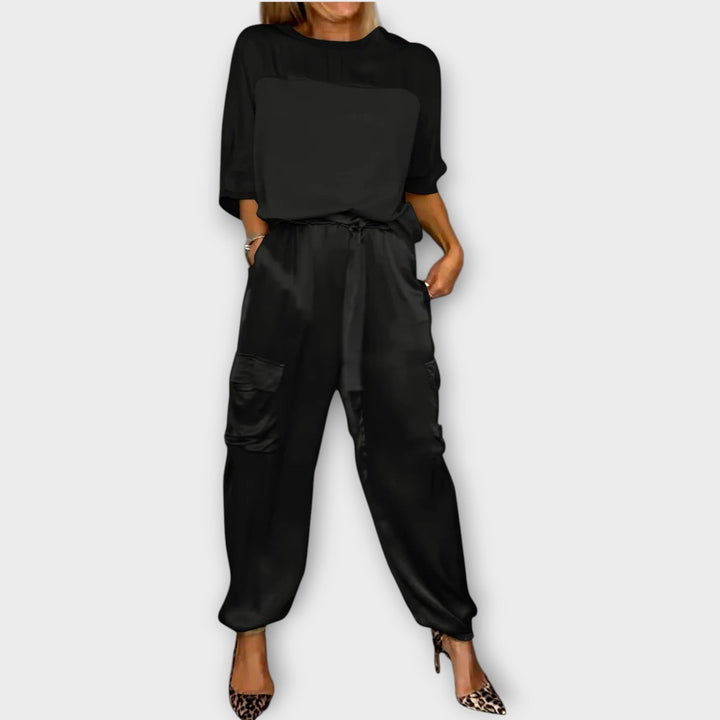 Relaxed Satin Cargo Lounge Set
