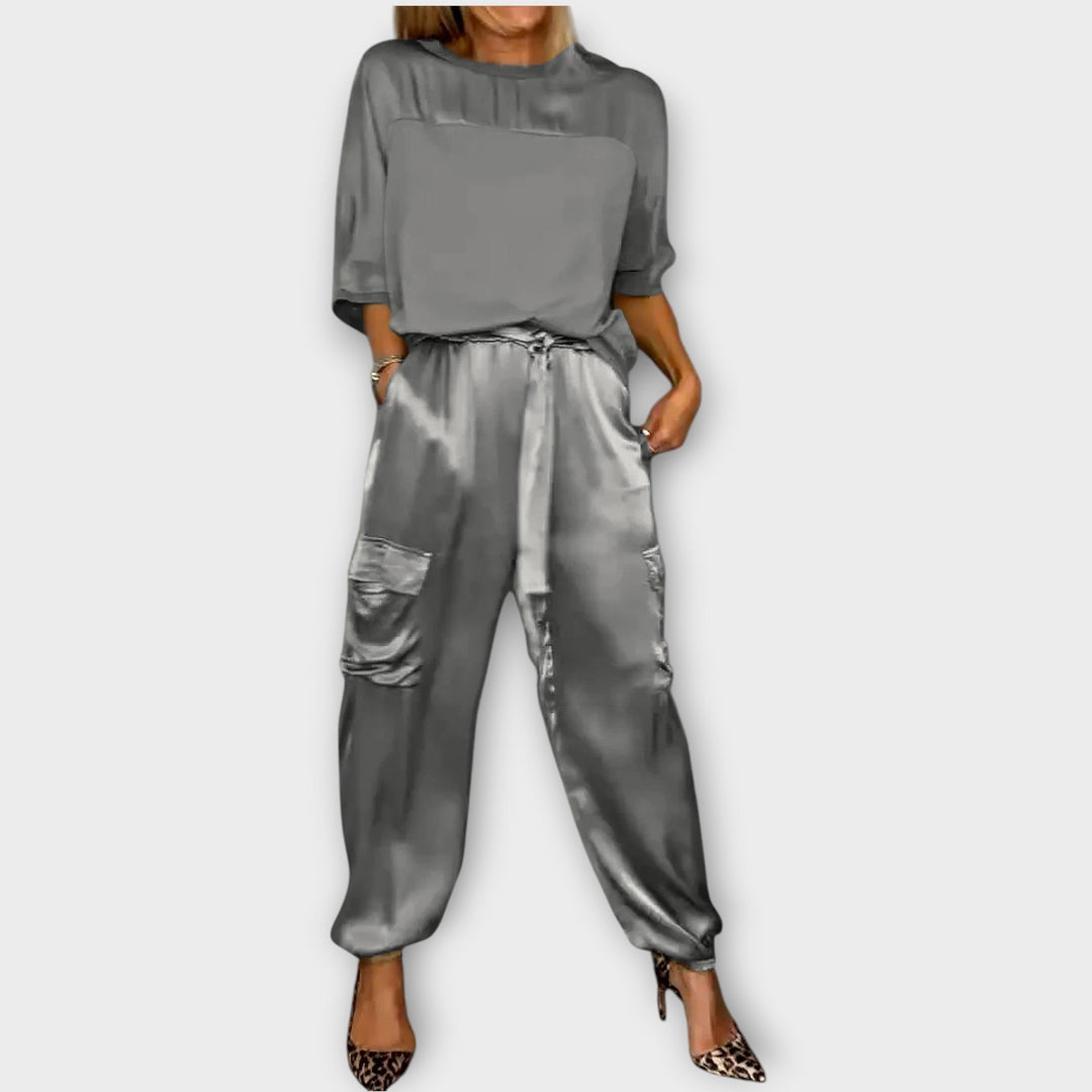 Relaxed Satin Cargo Lounge Set