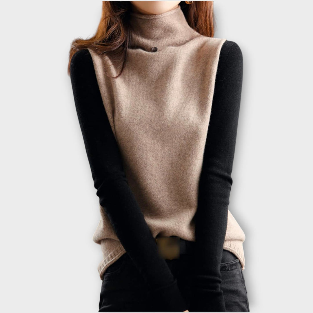 Chic Two-Tone Knit Sweater