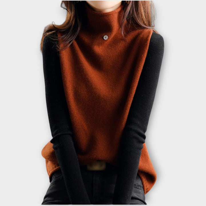 Chic Two-Tone Knit Sweater