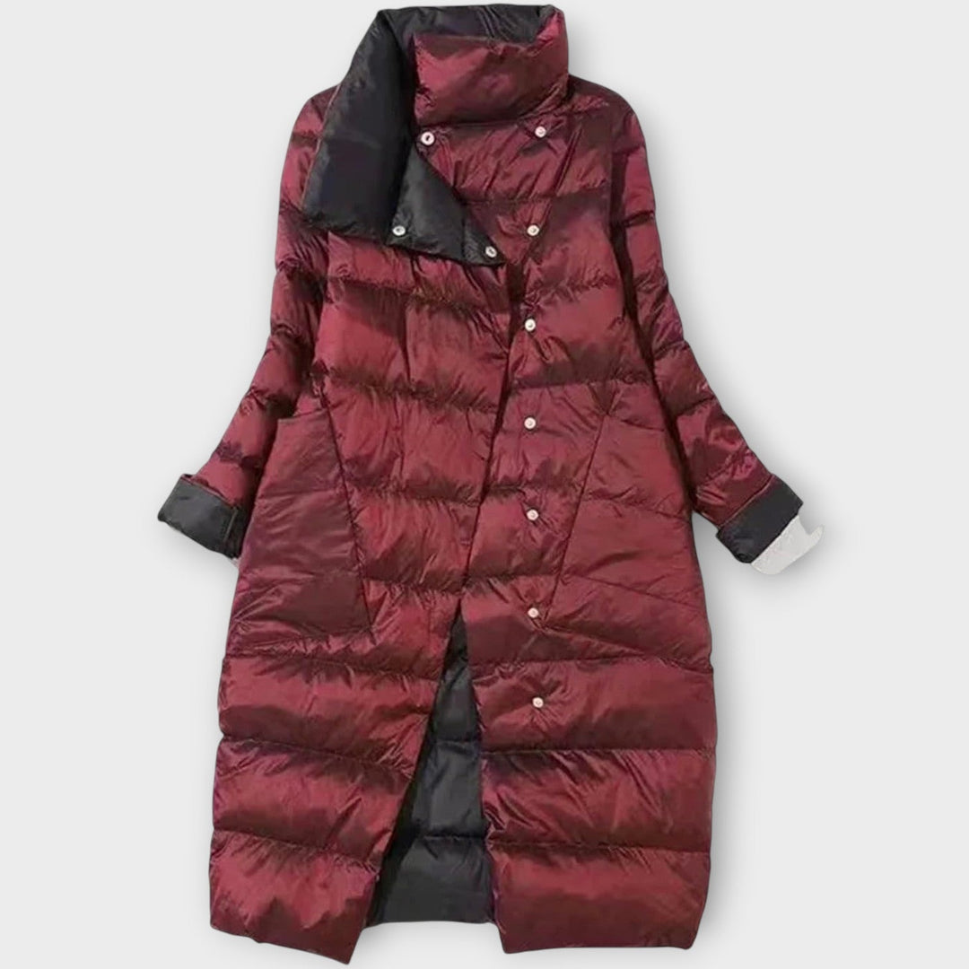 Dual-Color Long Puffer Jacket