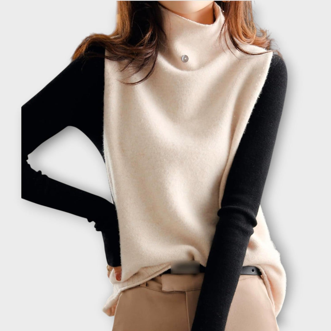 Chic Two-Tone Knit Sweater