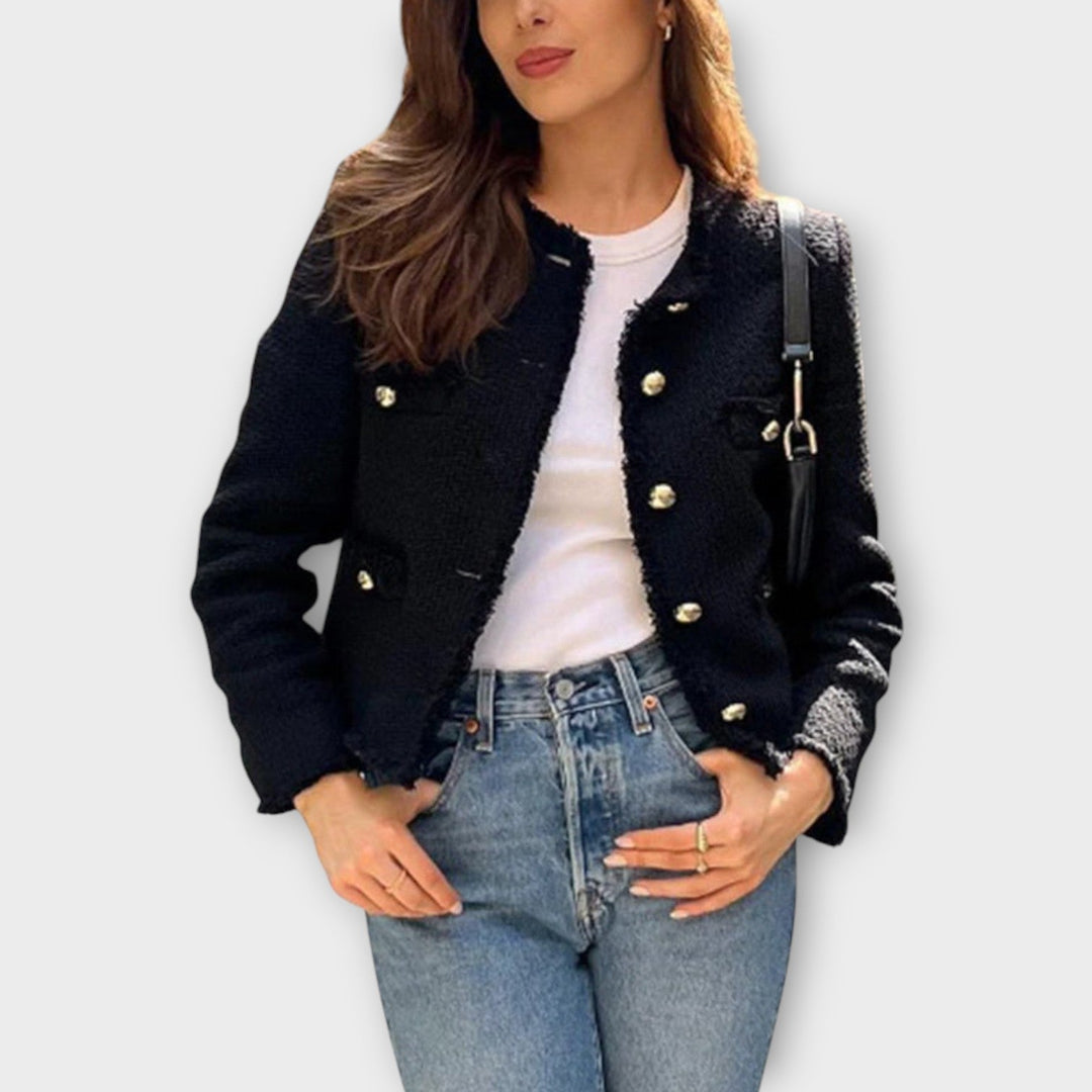 Textured Tweed Jacket with Button Front