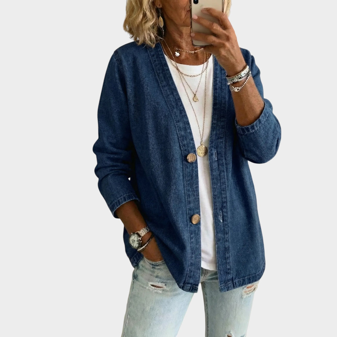Relaxed Button Front Denim Jacket