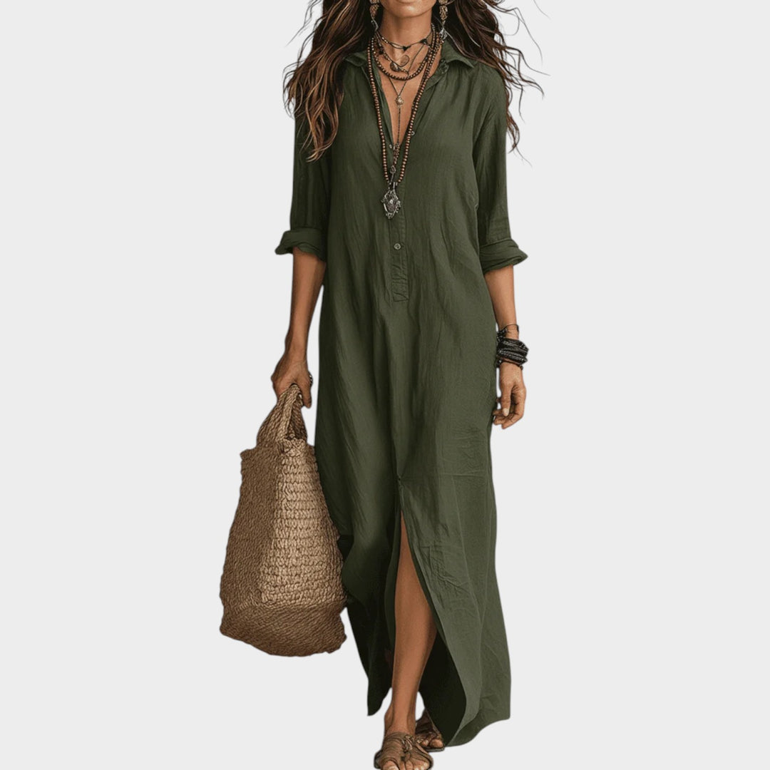Relaxed Button-Down Maxi Dress