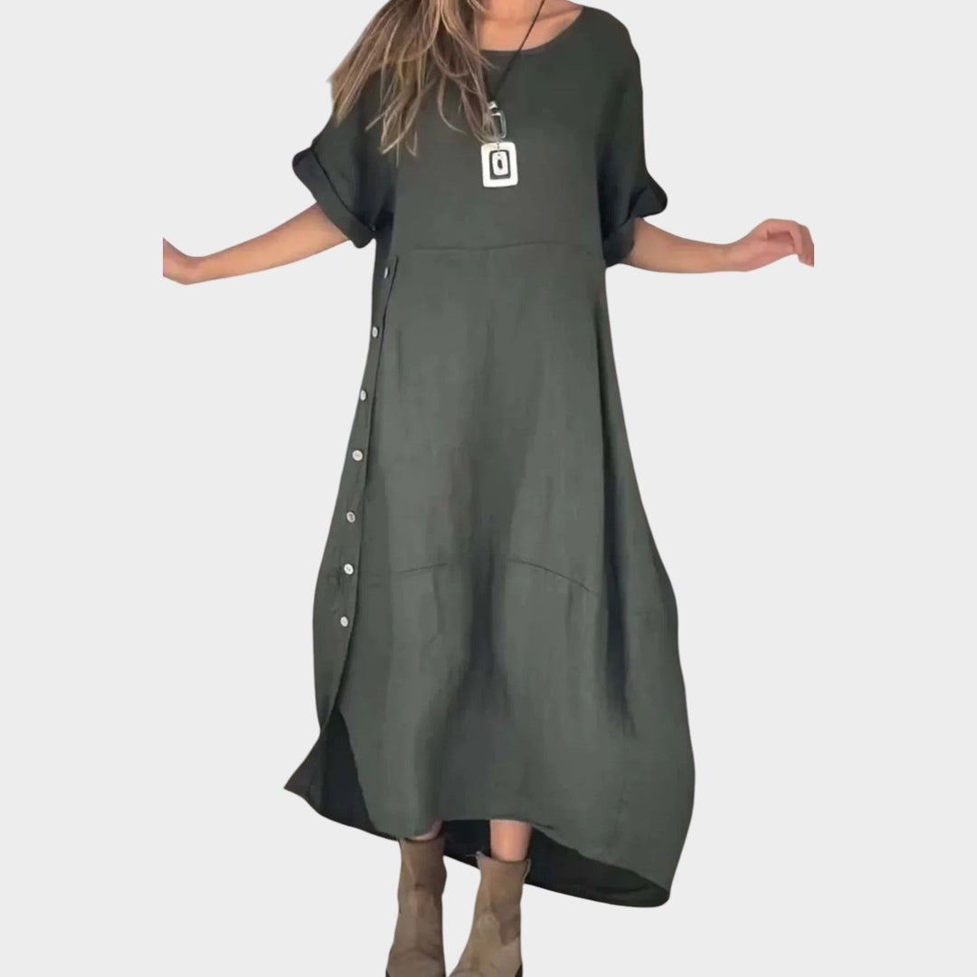 Relaxed Button‑Detail Maxi Dress
