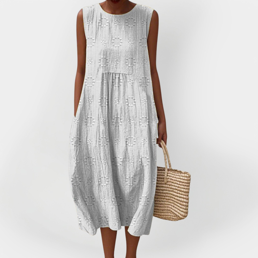 Textured Sleeveless Midi Dress