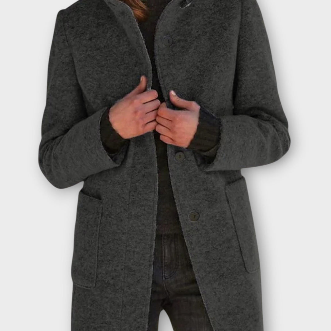 Classic Button-Up Mid-Length Coat