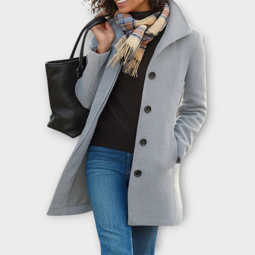 Elegant Button-Up Mid-Length Coat