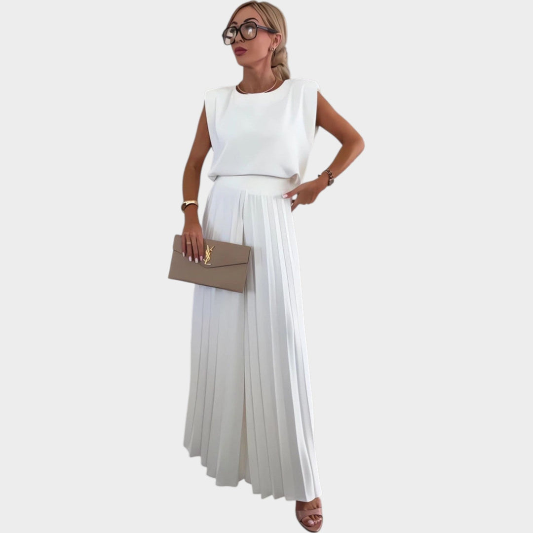 Structured Pleated Two-Piece Set