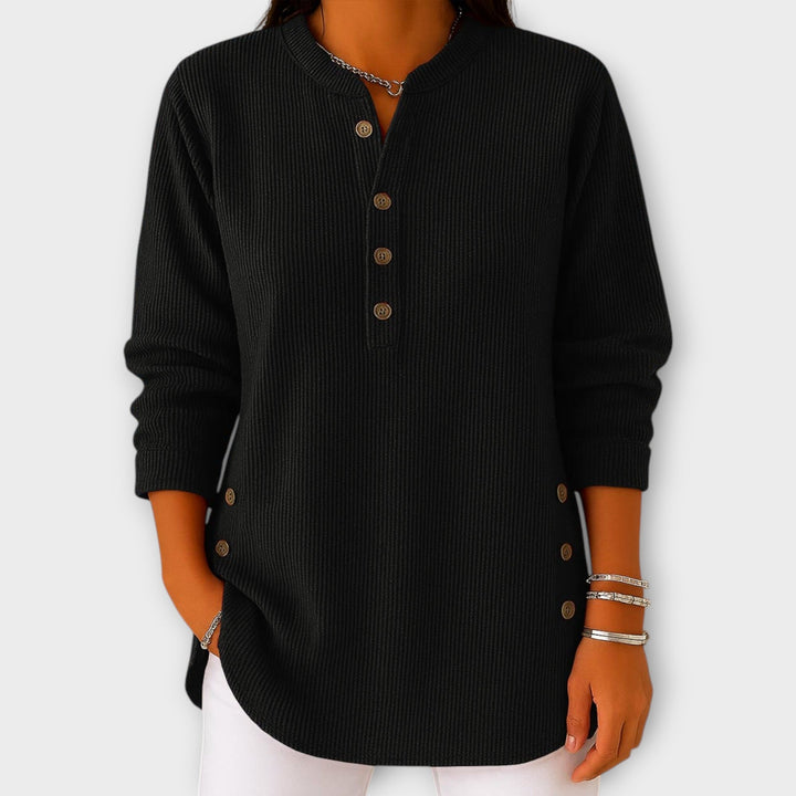 Timeless Knit Top with Button Accents