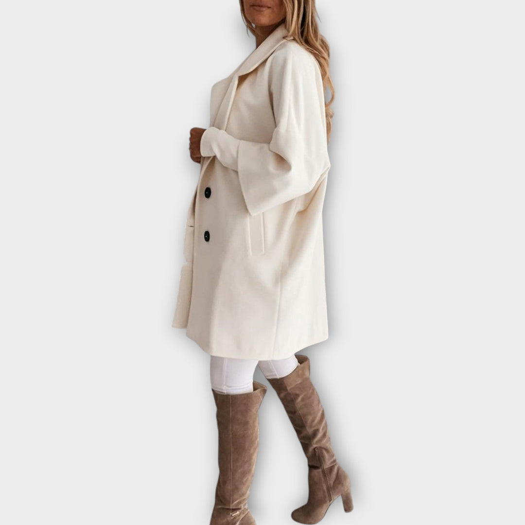 Sleek Minimalist Wool Blend Overcoat