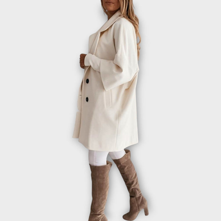 Sleek Minimalist Wool Blend Overcoat