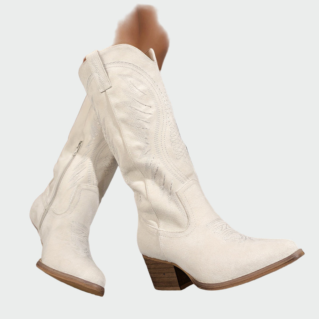 Chic Embroidered Western Booties