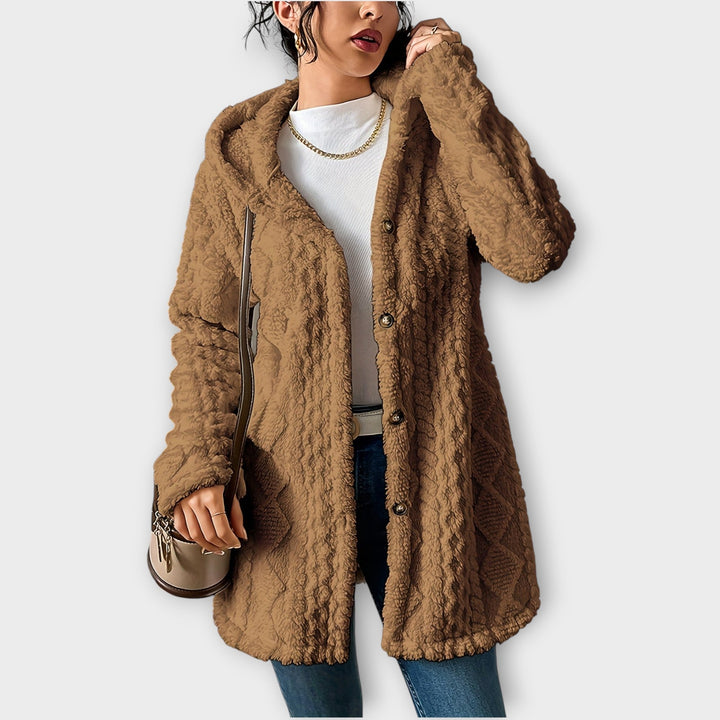 Warm and Textured Hooded Winter Coat