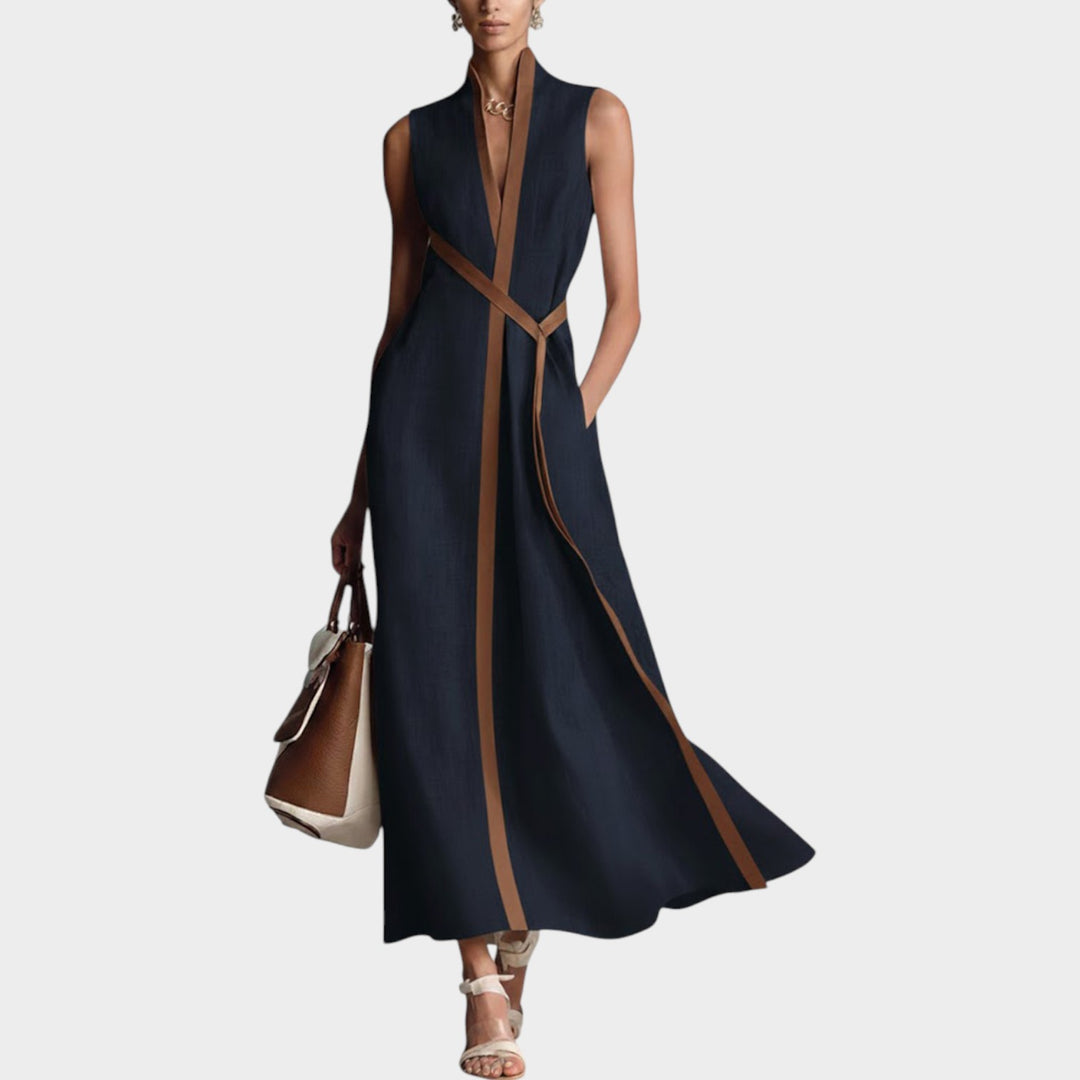 Modern Contrast Trim Maxi Dress