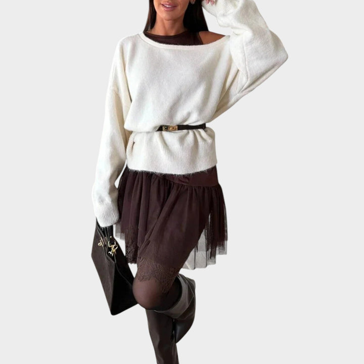 Relaxed Fit Off-Shoulder Oversized Sweater