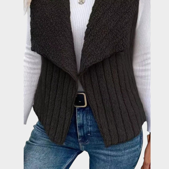Textured Open-Front Layering Vest