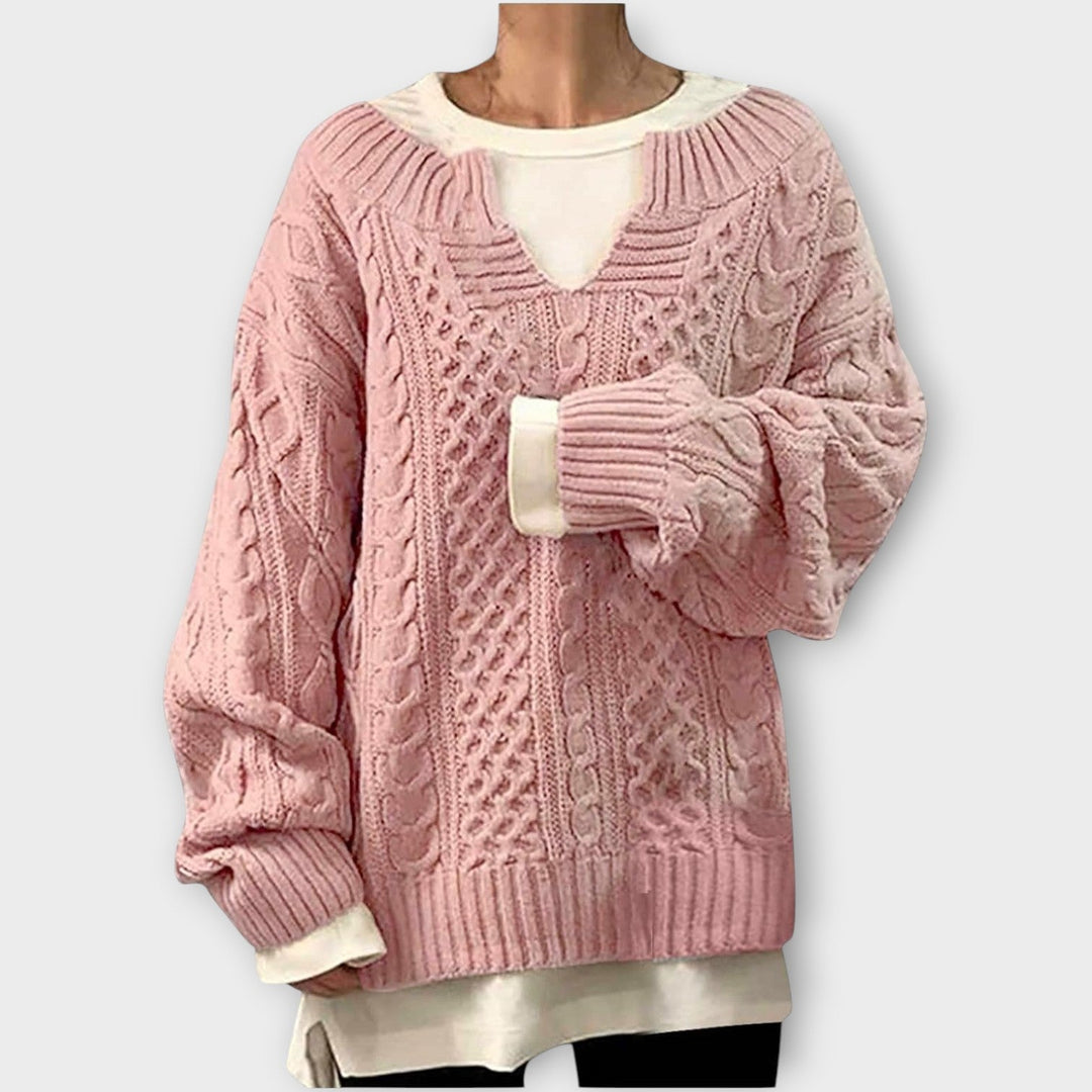 Relaxed Fit Chunky Cable Knit Sweater