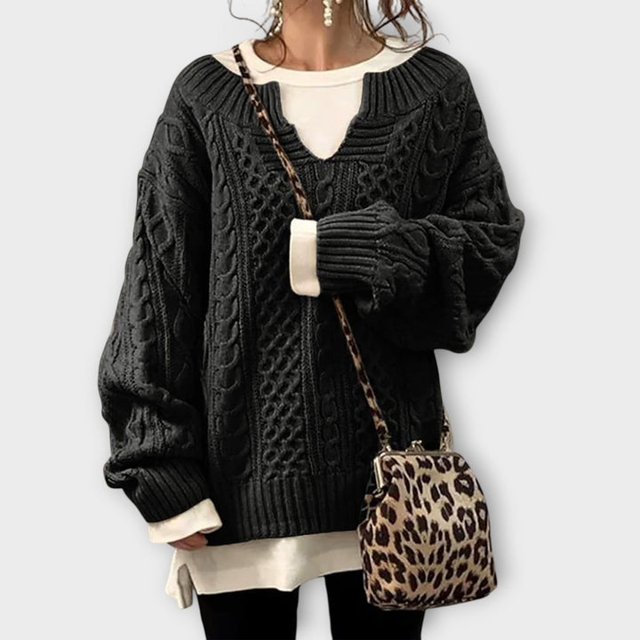 Relaxed Fit Chunky Cable Knit Sweater