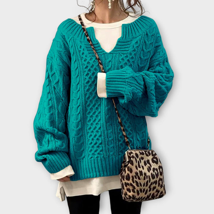 Relaxed Fit Chunky Cable Knit Sweater