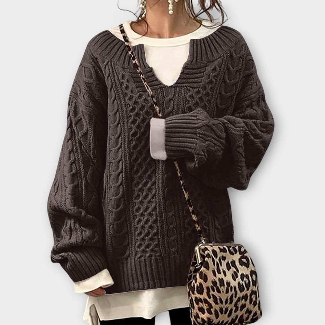 Relaxed Fit Chunky Cable Knit Sweater