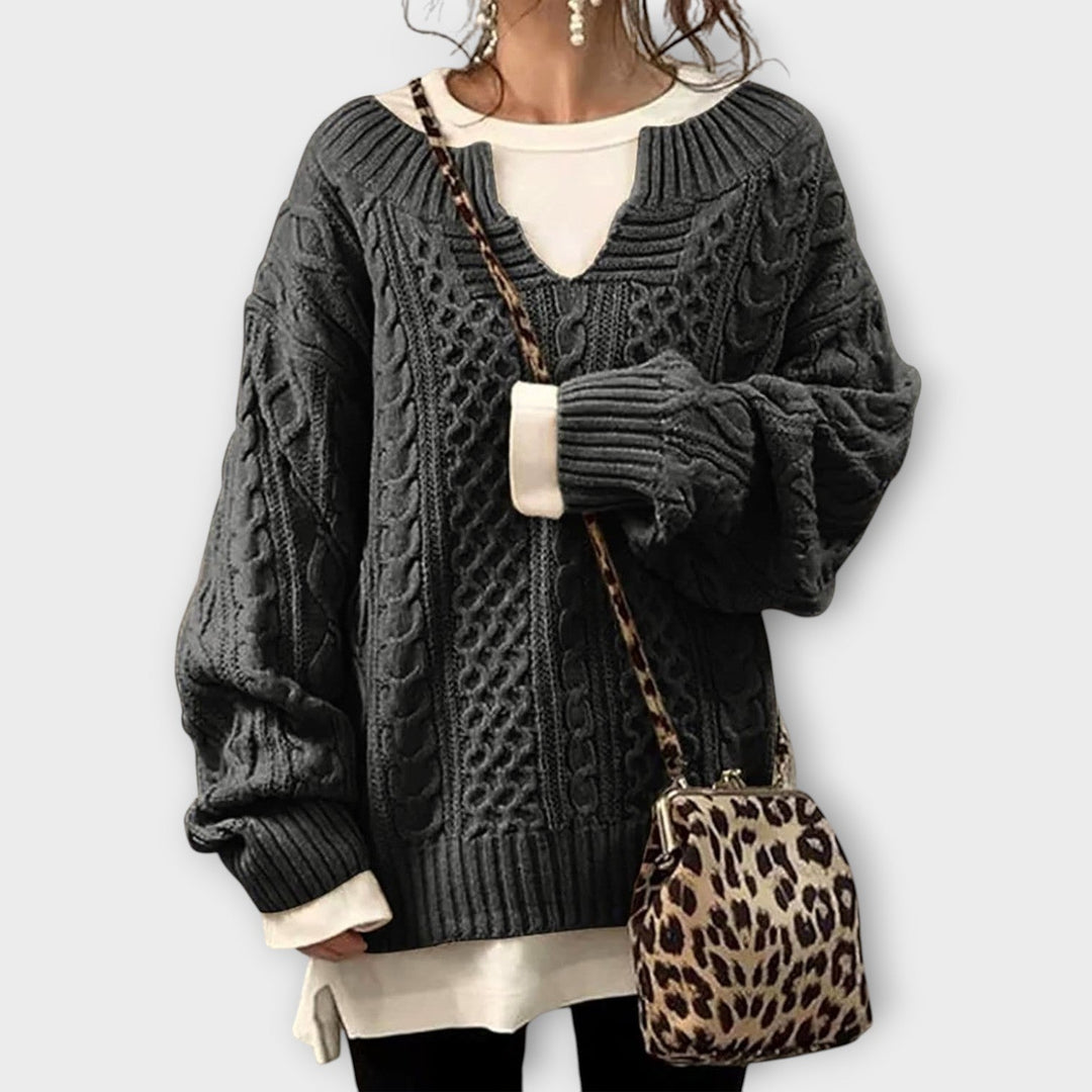 Relaxed Fit Chunky Cable Knit Sweater