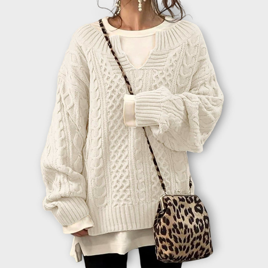 Relaxed Fit Chunky Cable Knit Sweater