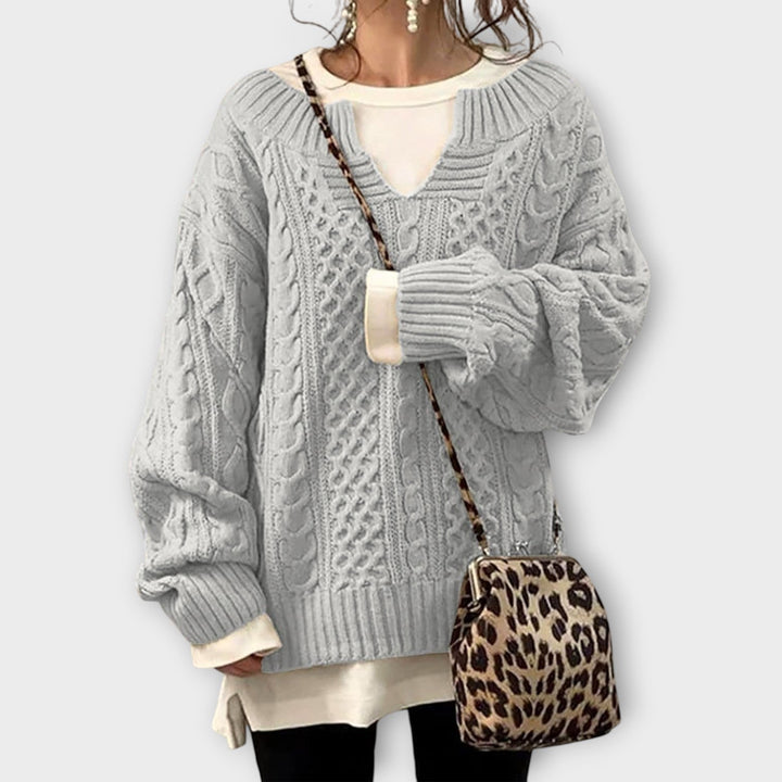 Relaxed Fit Chunky Cable Knit Sweater