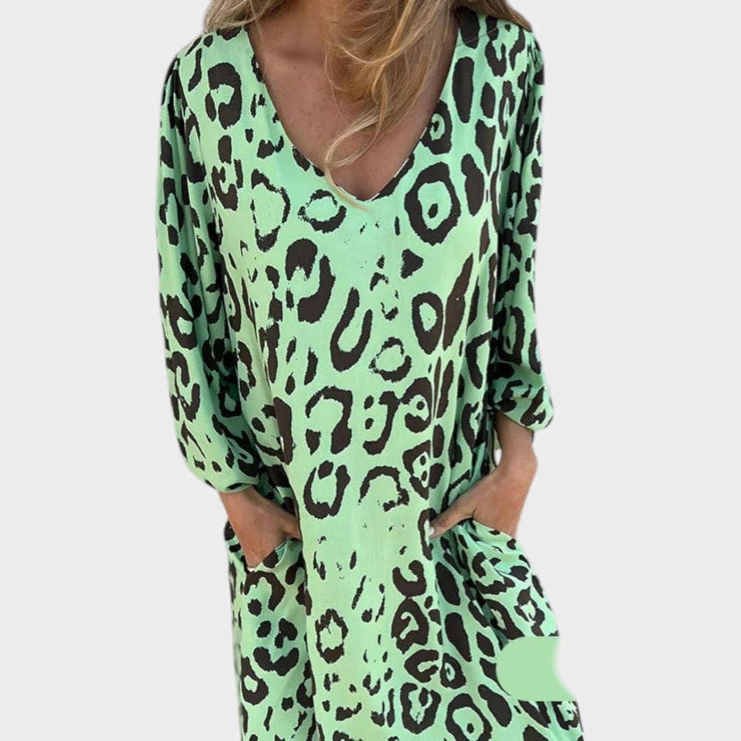 Animal Print V-Neck Maxi Dress