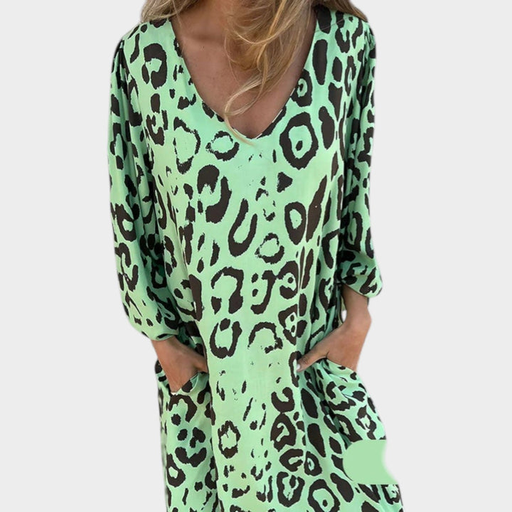 Animal Print V-Neck Maxi Dress