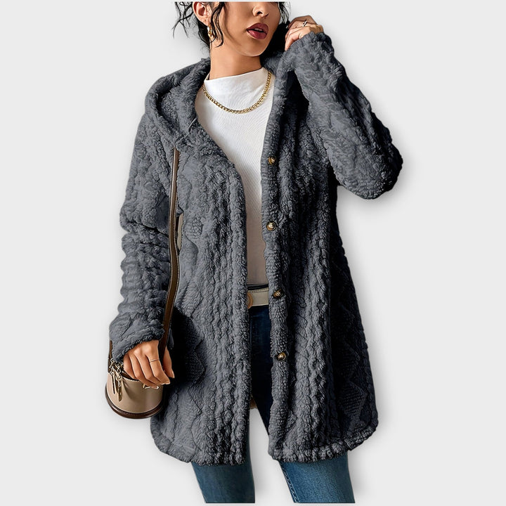 Warm and Textured Hooded Winter Coat