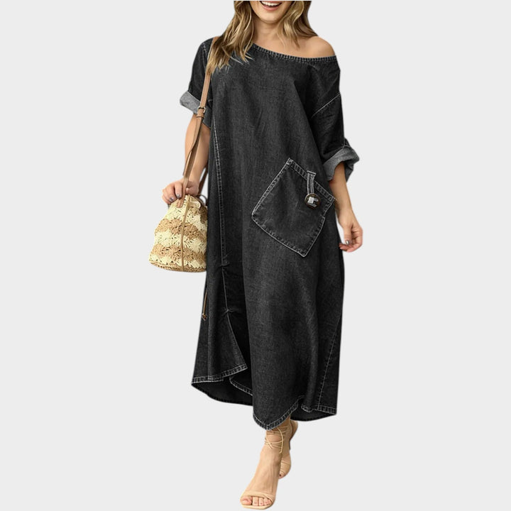 Off-Shoulder Oversized Denim Dress