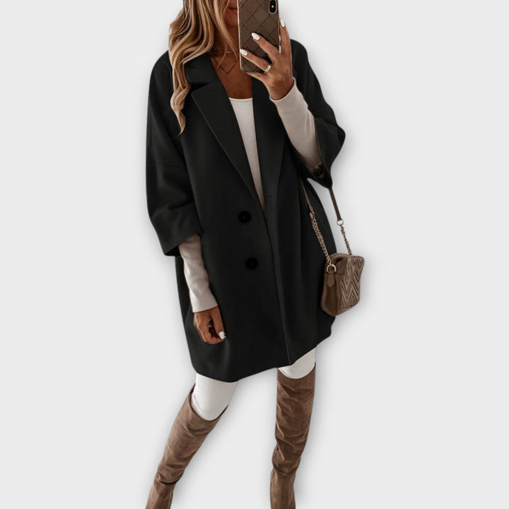 Sleek Minimalist Wool Blend Overcoat